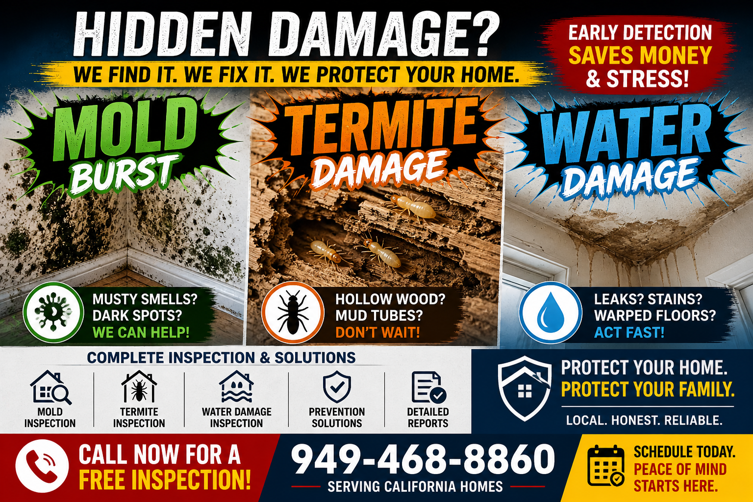 Mold vs Termite vs Water Damage: Expert Guide to Identify, Compare & Fix the Problem (California 2026)