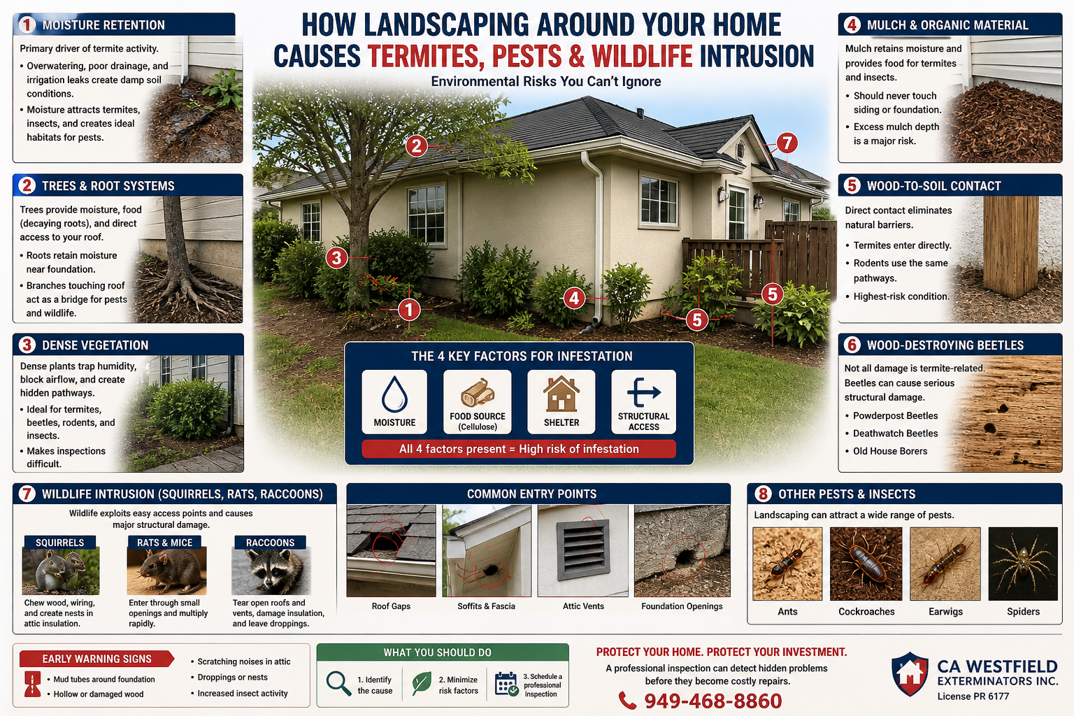 🌳 How Landscaping Around Your Home Triggers Termites, Structural Pests & Wildlife Intrusion